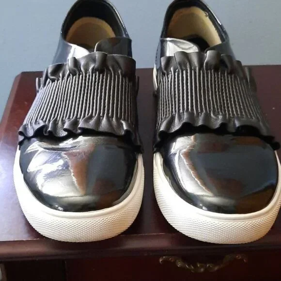 Donald Pliner Samie Black Patent Leather Loafers Size 6.5 - Picture 5 of 11